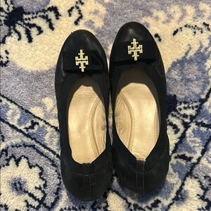 Tory Burch Black Logo Flats